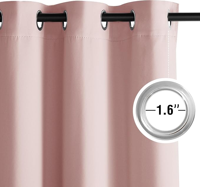 NICETOWN Blush Pink Room Darkening Curtains 86 Inches Long 2 Panels - Image 3