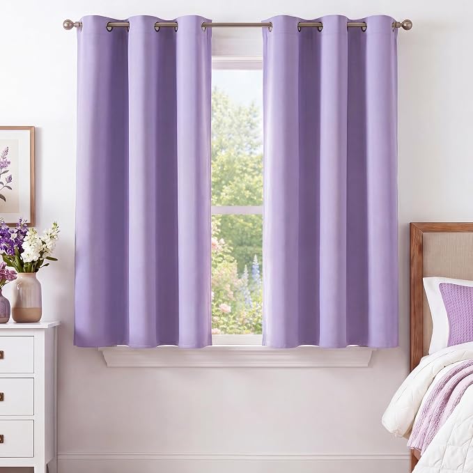 NICETOWN Lavender Purple Room Darkening Curtains 50 Inches Long 2 Panels by NICETOWN