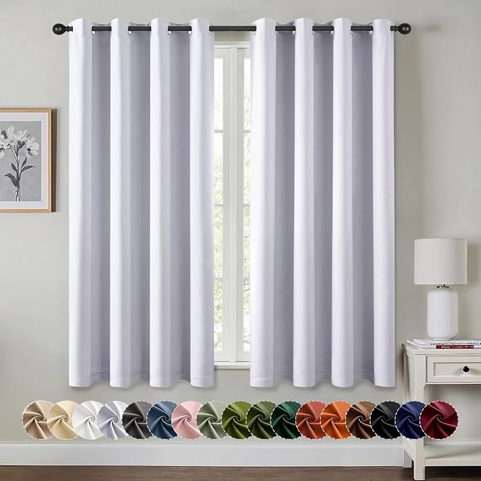 MIULEE Blackout Curtains for Bedroom 2 Panels 50x63 Inch Long Greyish White | by MIULEE