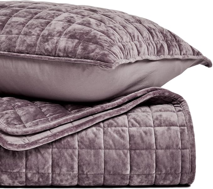 RECYCO Channel Box Stitch Velvet Quilt Set, Full Queen Size, Luxury Oversized - Image 5