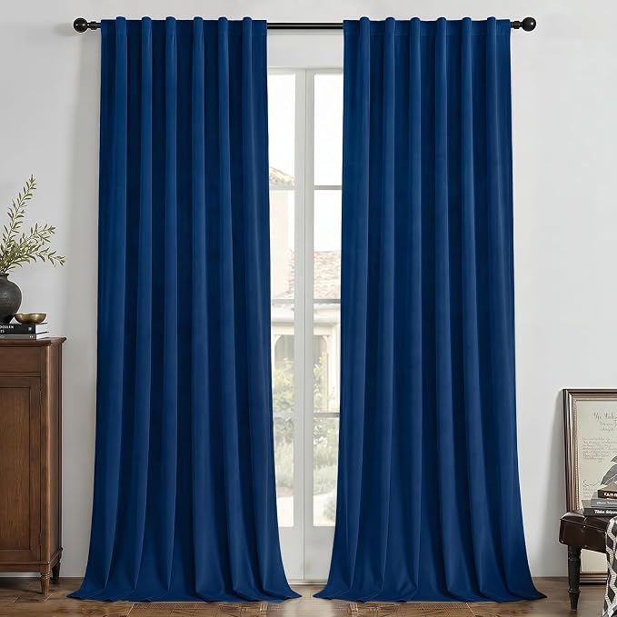 Joydeco 100% Blackout Curtains Velvet Black Out Curtain 72 Inch Drapes | by JOYDECO