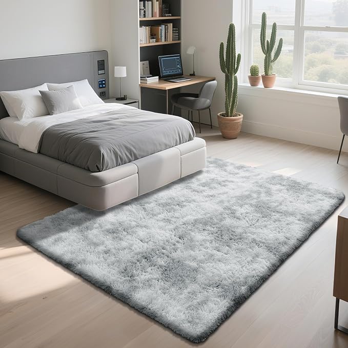 Mottled Light Grey 10x14 Area Rugs - Image 3