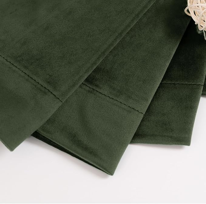 BGment Olive Green Velvet Blackout Curtains 52 x 84 Inch Length, 2 Panels | - Image 6