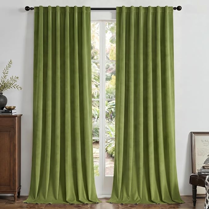 Joydeco 100% Blackout Curtains Velvet Black Out Curtain 108 Inch Drapes | by JOYDECO