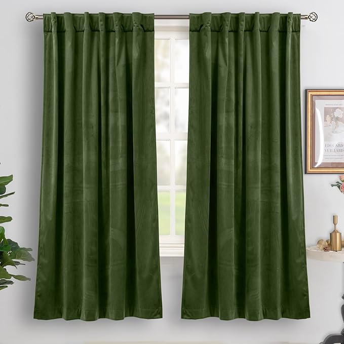BGment Velvet Curtains for Bedroom, 2 Panels, Dark Green Blackout Curtains | 52 by BGment