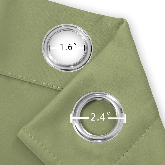 100% Blackout Curtains 84 Inch Long Sage Green Curtains 2 Panels - Image 6