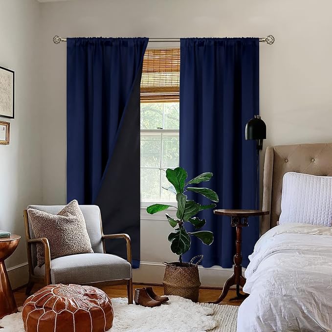 BGment Navy Blackout Curtains for Bedroom 72 Inch Length 2 Panels | Thermal - Image 2