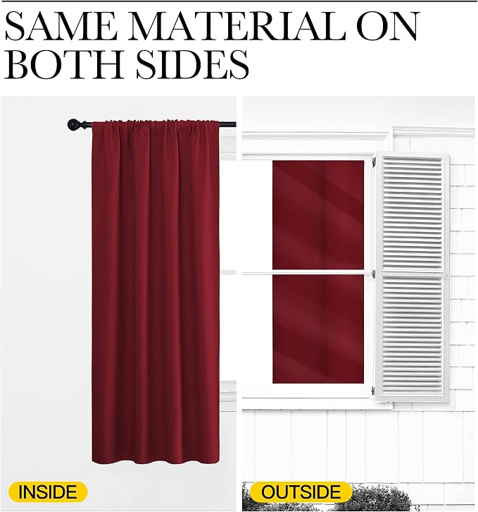 NICETOWN Christmas Burgundy Curtains Blackout Drapes - Image 4