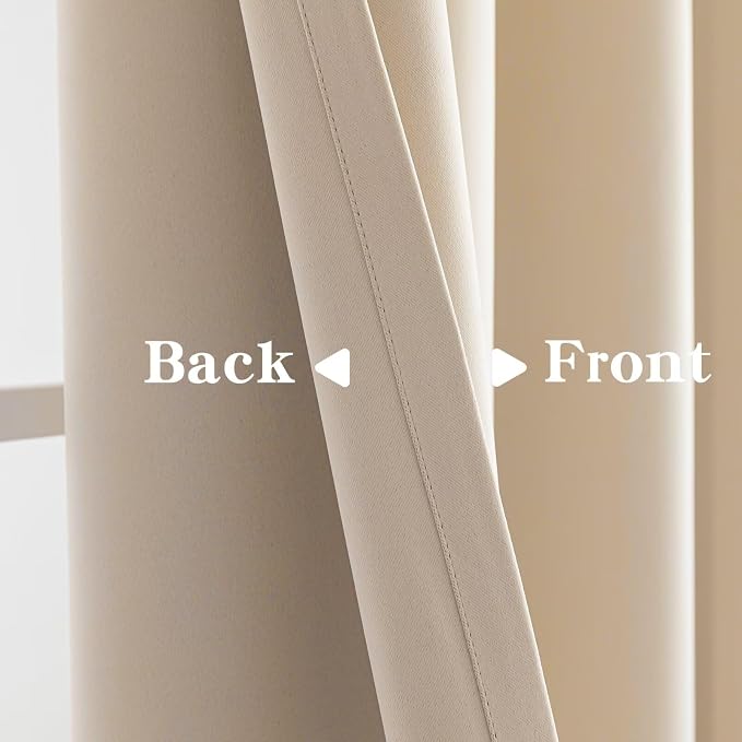 IGEMAEVE Blackout Curtains for Bedroom Grommets Beige 52" W x 96" L | Living - Image 4
