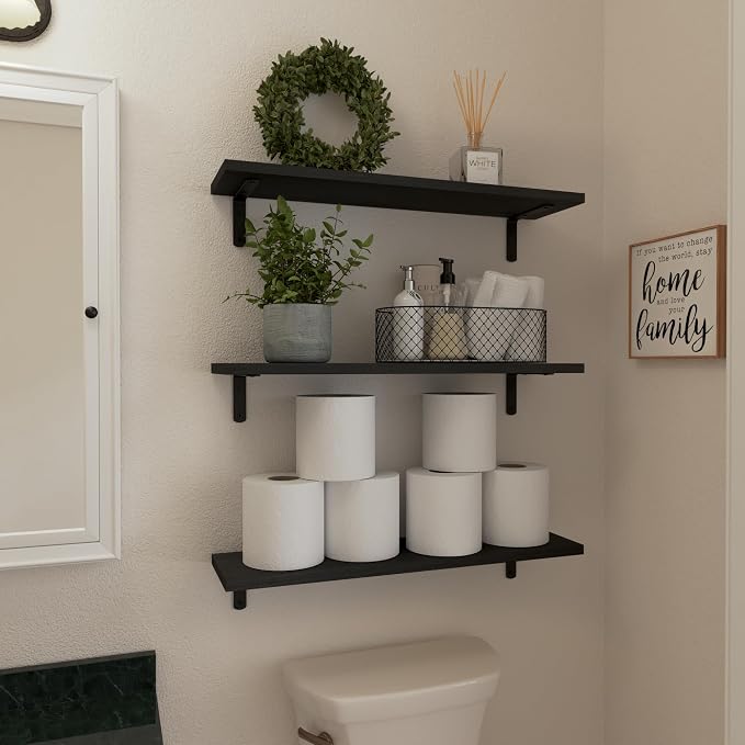 Wood Floating Shelves Set of 6, 24 inch Long Floating Shelves - Image 4
