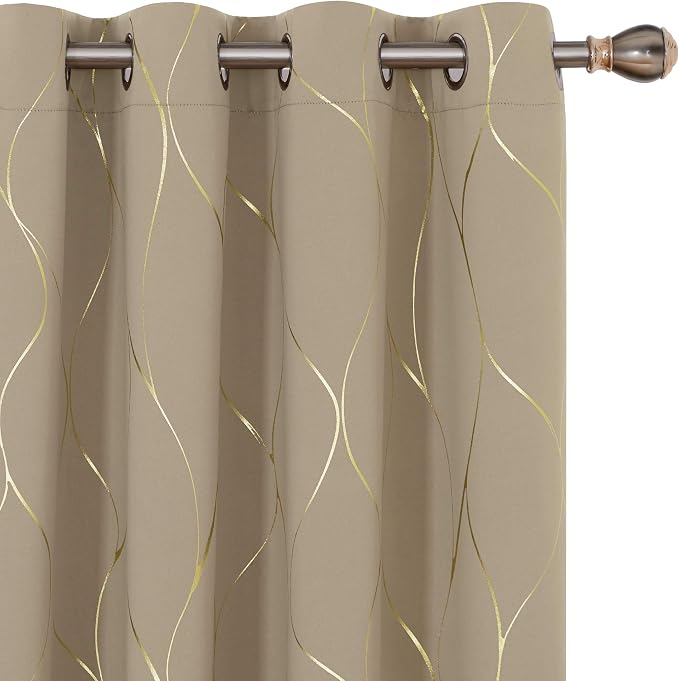 Deconovo Curtains for Living Room, Pattern Blackout Curtains 63 Inches Long | by Unknown