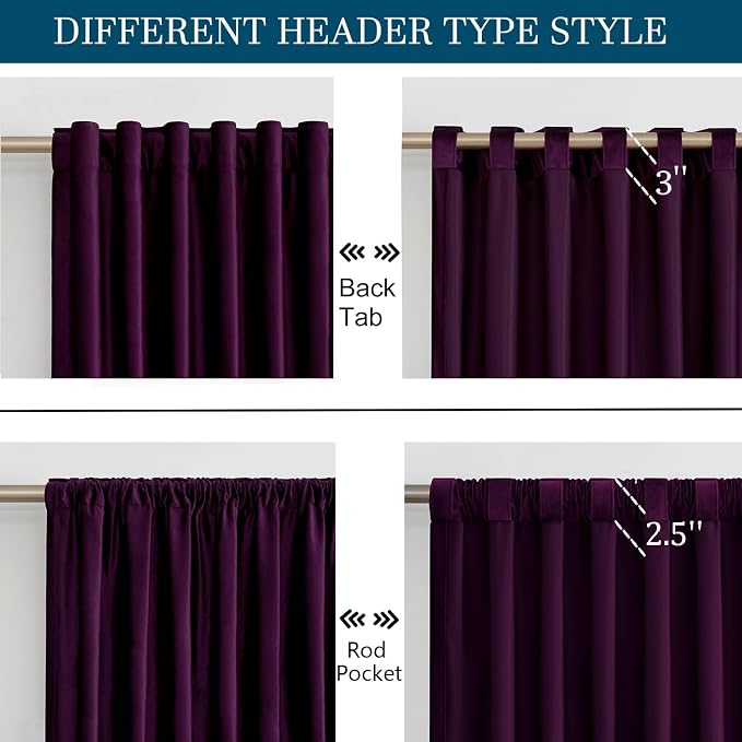 PRIMROSE Purple Velvet Curtains 96 inch Long - Image 2