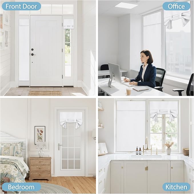 RYB HOME Privacy Door Curtain Kitchen Window Curtains, W34 x L40, Thermal - Image 9