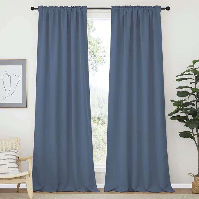 NICETOWN Living Room Blackout Curtains, Stone Blue Blackout Window Covering - Image 2