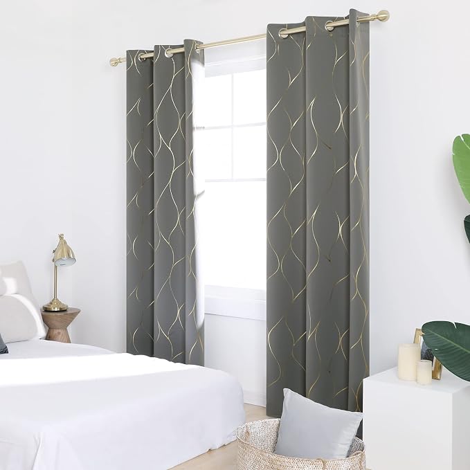 Deconovo Curtains for Living Room, Pattern Blackout Curtains 63 Inches Long | - Image 3