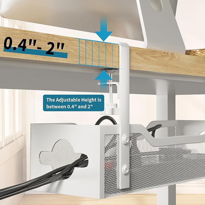 Under Desk Cable Management Tray No Drill, 13.38'' Metal Tray - Image 3