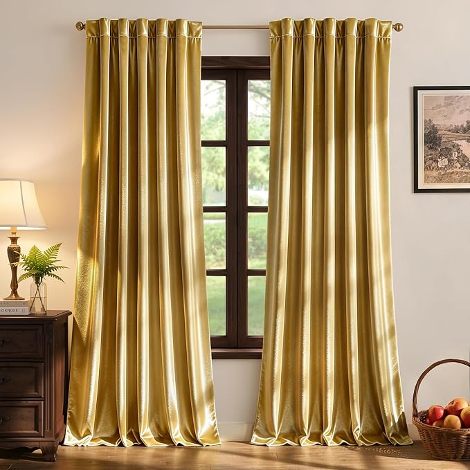 MIULEE Velvet Curtains 52x84 inches 2 Panels Gold Blackout Curtains | Luxury by MIULEE