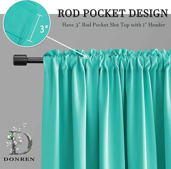 84 Inch Turquoise Curtains Home Decoration Privacy Protection - Image 4