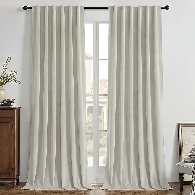 Joydeco 100% Blackout Curtains Velvet Black Out Curtain 90 Inch Drapes | by JOYDECO