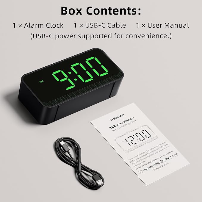 Battery Operated Small Alarm Clock: Compact Cordless Design | Digital Large - Image 9