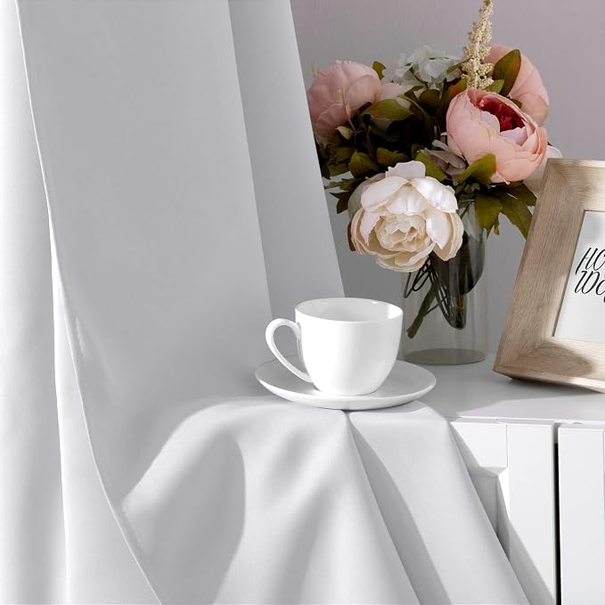 HOMEIDEAS Greyish White Blackout Curtains 42 X 63 Inch 2 Panels Room Darkening - Image 7