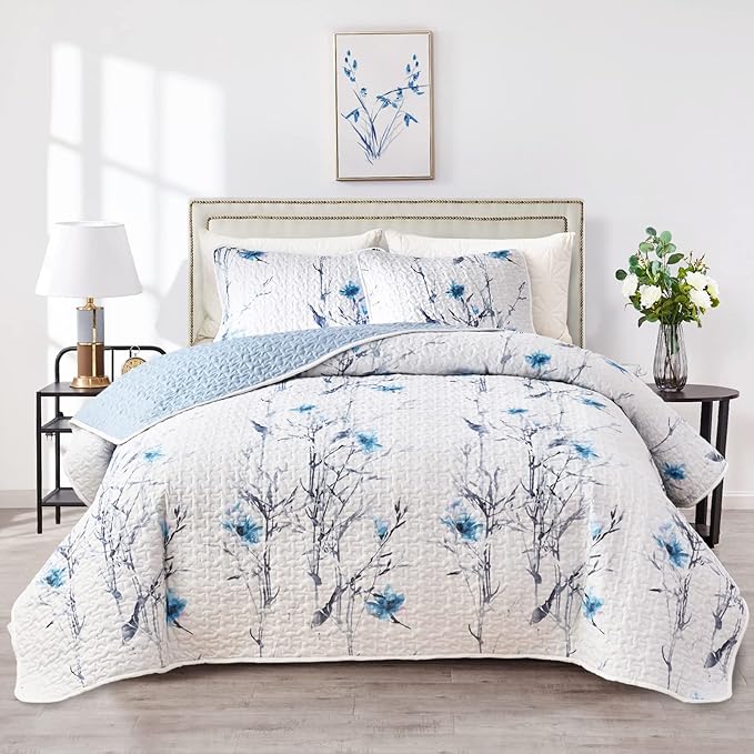 Flysheep Botanical Quilt Set 2 Pieces Twin Size, Soft Microfiber Lightweight by Flysheep
