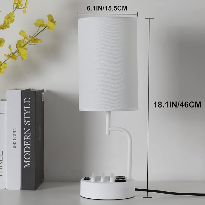 Dreamholder Table Lamp with 3 USB Charging Ports, Modern Desk Lamp with AC - Image 5