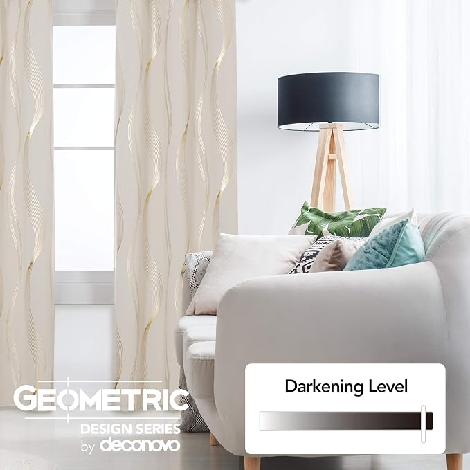 Deconovo Curtains for Living Room, Pattern Blackout Curtains 90 Inches Long | - Image 4