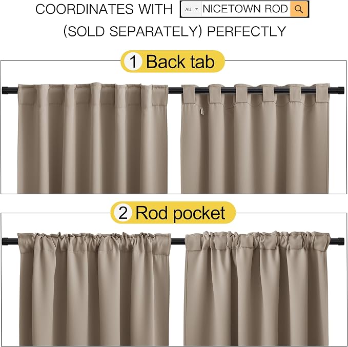 NICETOWN Bedroom Blackout Draperies and Window Treatment- 52 Width X 72 Length - Image 3