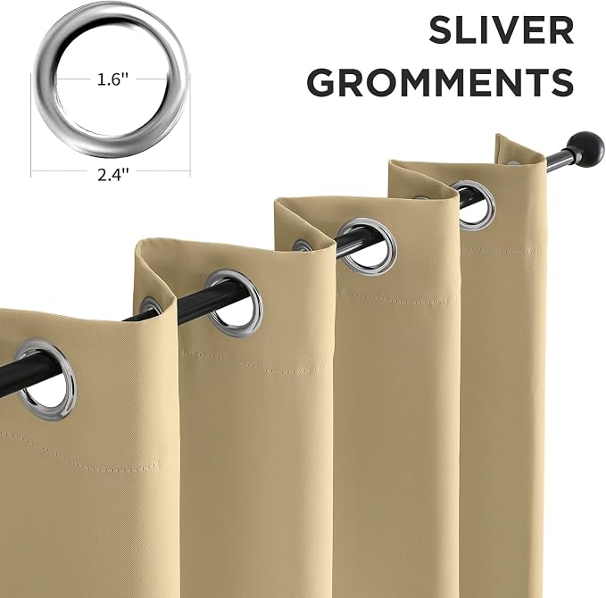 CUCRAF Beige Blackout Curtains 96 Inches Long, Thermal Insulated Noise Reducing - Image 2