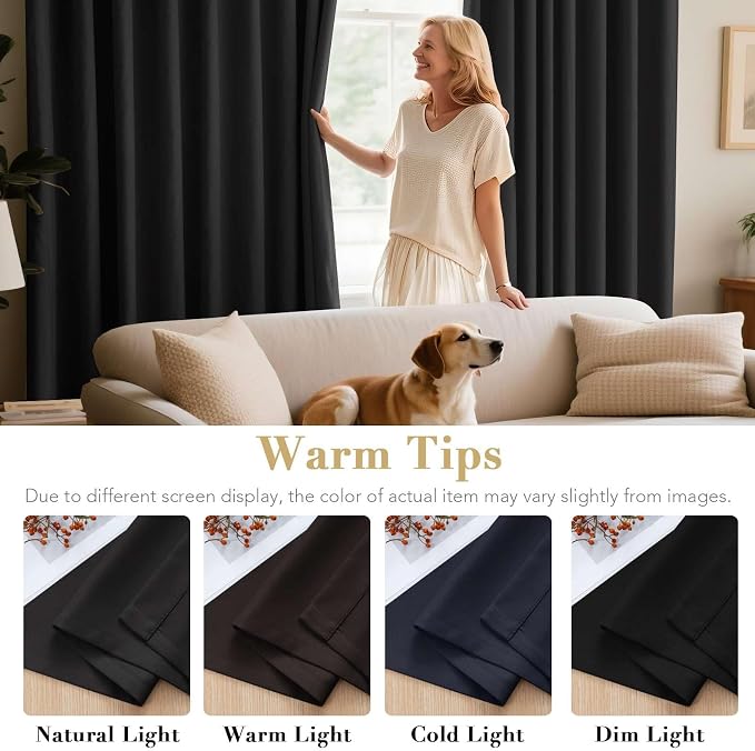 H.VERSAILTEX Black Blackout Curtain Blinds Kitchen Curtains Energy Smart - Image 4