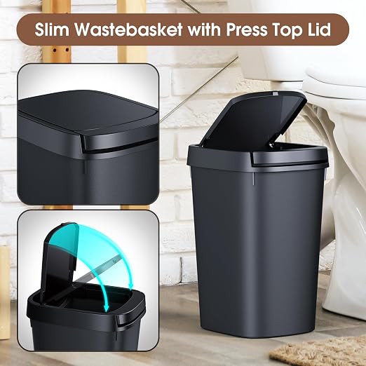 CEROELDA 3 Pack Slim Bathroom Trash Can, 10L/2.6 Gal - Image 4