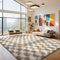 Beige and White 9x12 Area Rug for Bedroom, Fluffy Rugs Large Bedroom Carpet | by Yongyangjuxi
