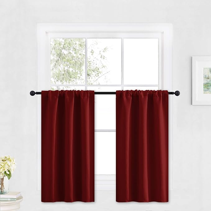 RYB HOME Cafe Blackout Curtains 30 inch Length, Short Window Curtain Tiers | by RYBHOME