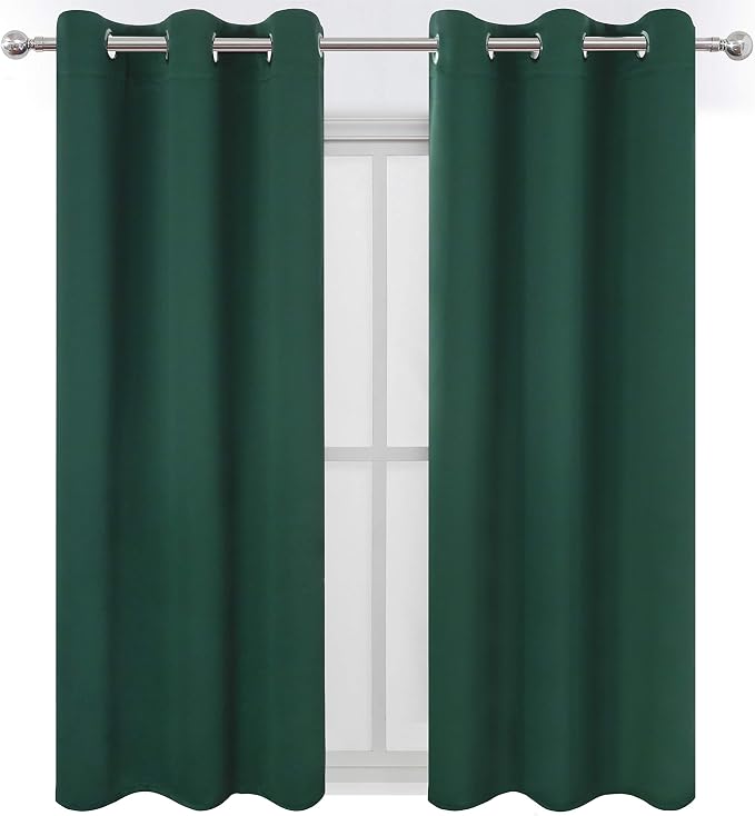 Dark Green Bedroom Blackout Curtains/38 x 54 Inch Long/Set of 2 Curtain - Image 2