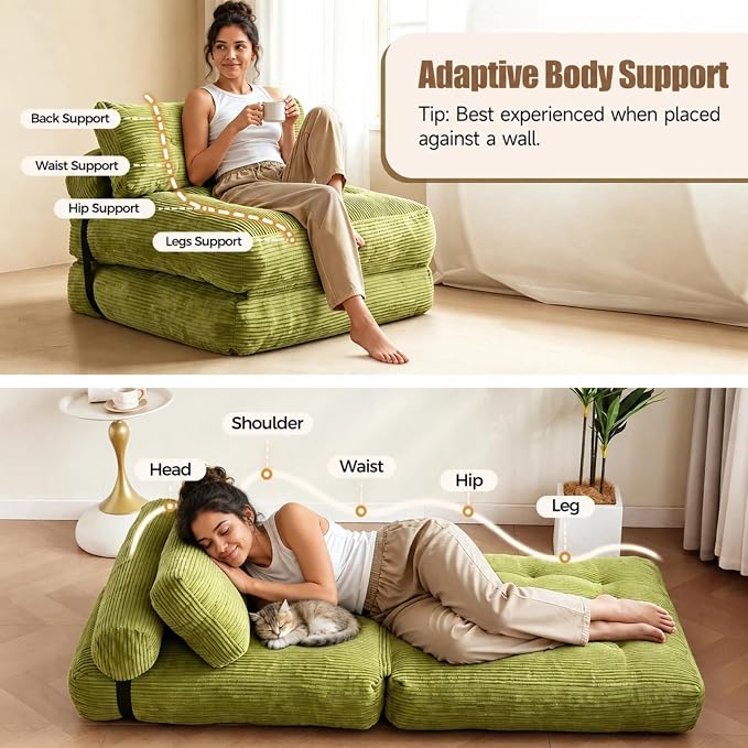 Folding Sofa Bed, Convertible Chair Bed, Foam Floor Sofa Lounger | 3-in-1 - Image 4