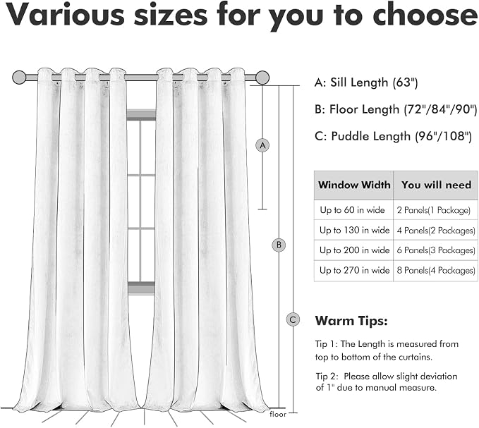 MIULEE Velvet Curtains Pure White 52 x 90 Inch Length Set of 2 | Grommet Drapes - Image 6