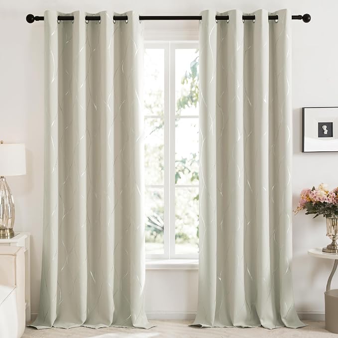 Deconovo Curtains for Living Room, Pattern Blackout Curtains 84 Inches Long | - Image 2
