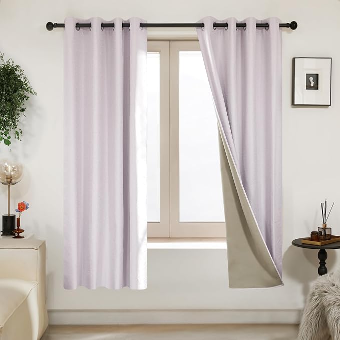 Deconovo 100% Blackout Curtains, Living Room Curtains Jacquard, 2 Panels by Unknown