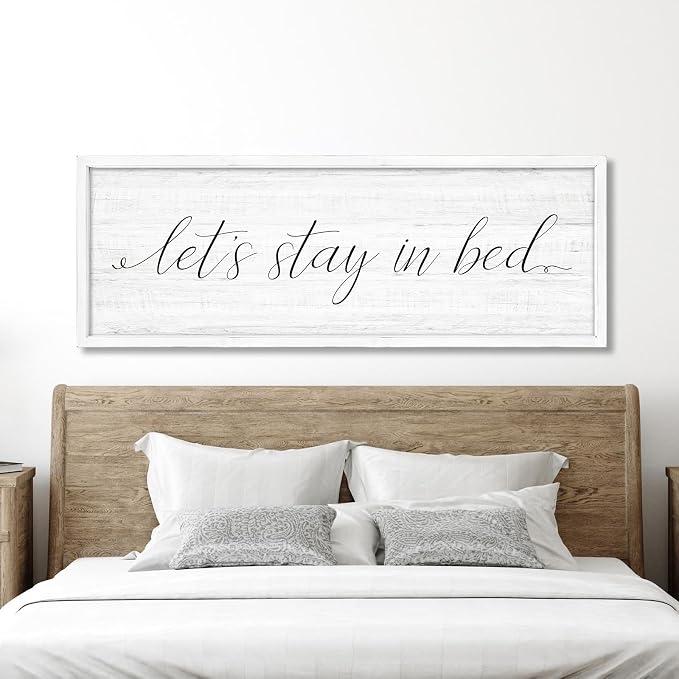 Lets Stay in Bed Wall Decor Above Bed 41.3''×15'' Large Farmhouse Wall Decor by Rutiyoka