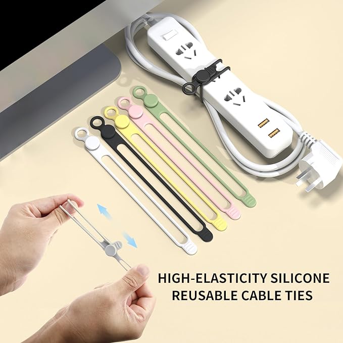 UMUST Silicone Cable Straps, School | Reusable Cord Ties, Cable Strap Tie - Image 3