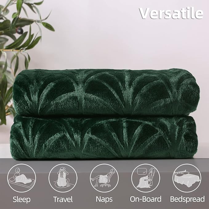 Whale Flotilla Soft Flannel Fleece Bed Blanket Queen Size, Emerald Green | Cozy - Image 7
