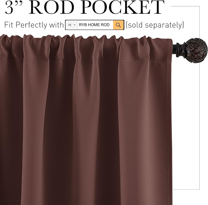 RYB HOME Cafe Blackout Curtains 24 inch Length, RV Camper Window Curtains | - Image 2