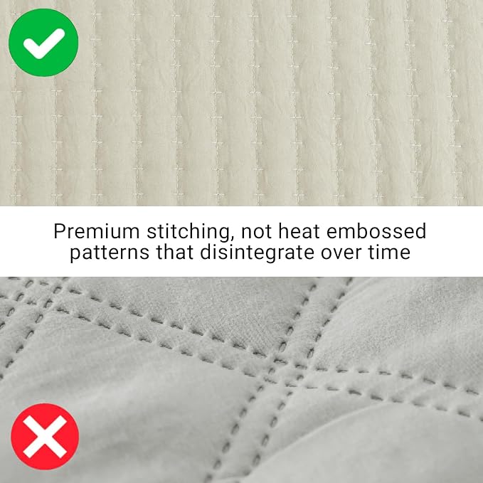 Queen Quilt Lightweight Bedspreads Oatmeal Queen Size Quilt Bedding Set | Soft - Image 3