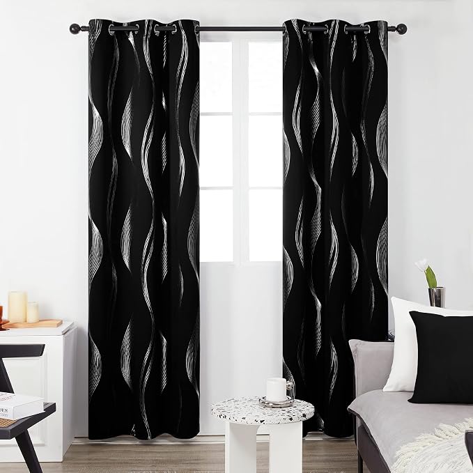 Deconovo Curtains for Living Room, Pattern Blackout Curtains 84 Inches Long | - Image 2