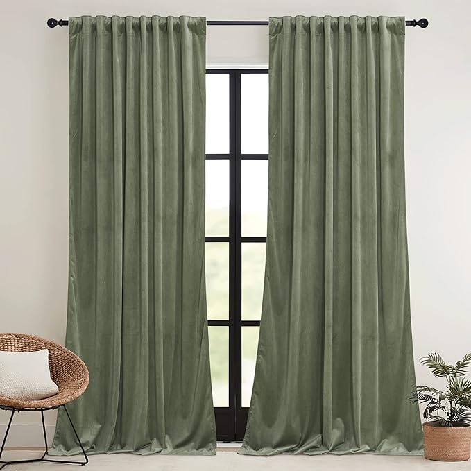 RYB HOME Velvet Curtains 108 inches Long, Extra Long High Ceiling Curtains | - Image 2