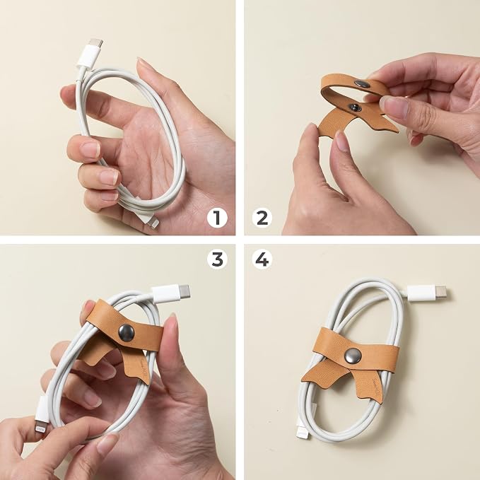 5 Pack Cord Organizer, Bow Cord Keeper, Cable Organizer USB Holder, Leather - Image 7