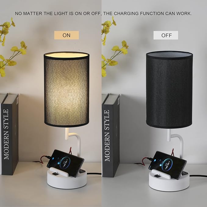 Dreamholder Table Lamp with 3 USB Charging Ports, Modern Desk Lamp with AC - Image 3