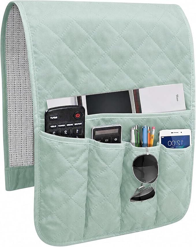 Armchair Caddy for Recliner, Non Slip Sofa Arm Organizer, Light Green | by AUVCAS