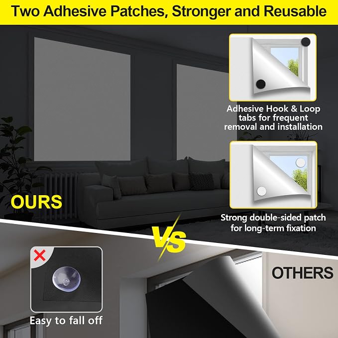 FADOTY 100% Blackout Curtains, No Drill, Sun Heat Light Blocker - Image 4